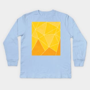 Mountain Scape // Mountainous Orange and Yellow Geometric Pattern Kids Long Sleeve T-Shirt